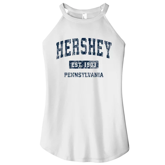 Hershey Pennsylvania Pa Vintage Athletic Sports Design Women’s Perfect Tri Rocker Tank