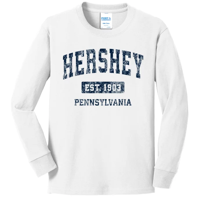 Hershey Pennsylvania Pa Vintage Athletic Sports Design Kids Long Sleeve Shirt