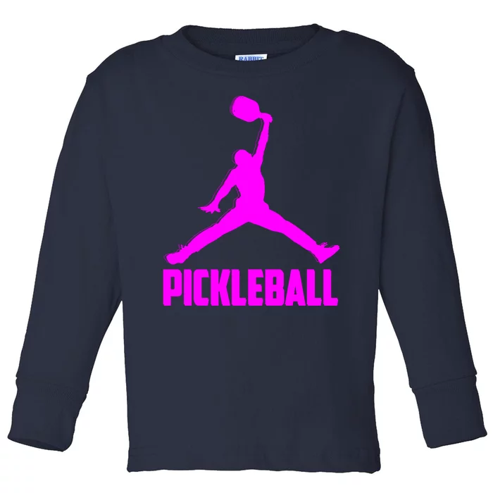 Hot Pink Pickleball Sports Logo Toddler Long Sleeve Shirt