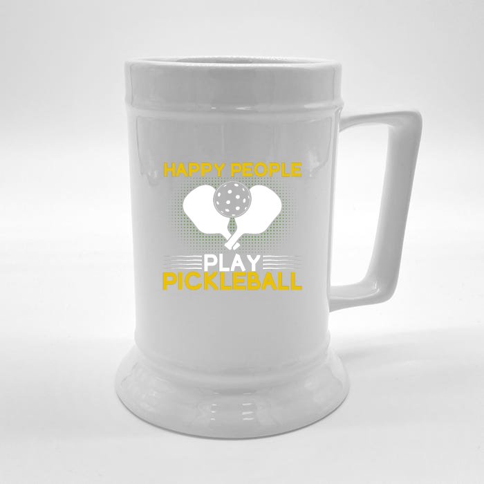 Happy People Pickleball Paddles Sport Gift For Player Front & Back Beer Stein