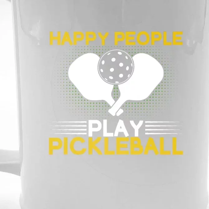 Happy People Pickleball Paddles Sport Gift For Player Front & Back Beer Stein