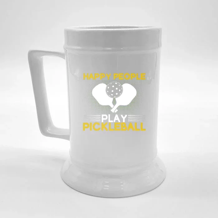 Happy People Pickleball Paddles Sport Gift For Player Front & Back Beer Stein