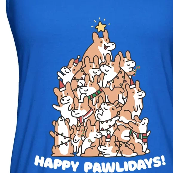 Happy Pawlidays Paw Dog Tree Great Gift Ladies Essential Flowy Tank