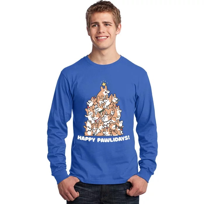 Happy Pawlidays Paw Dog Tree Great Gift Tall Long Sleeve T-Shirt