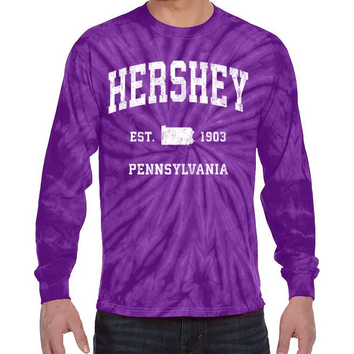 Hershey Pennsylvania Pa Vintage Athletic Tie-Dye Long Sleeve Shirt