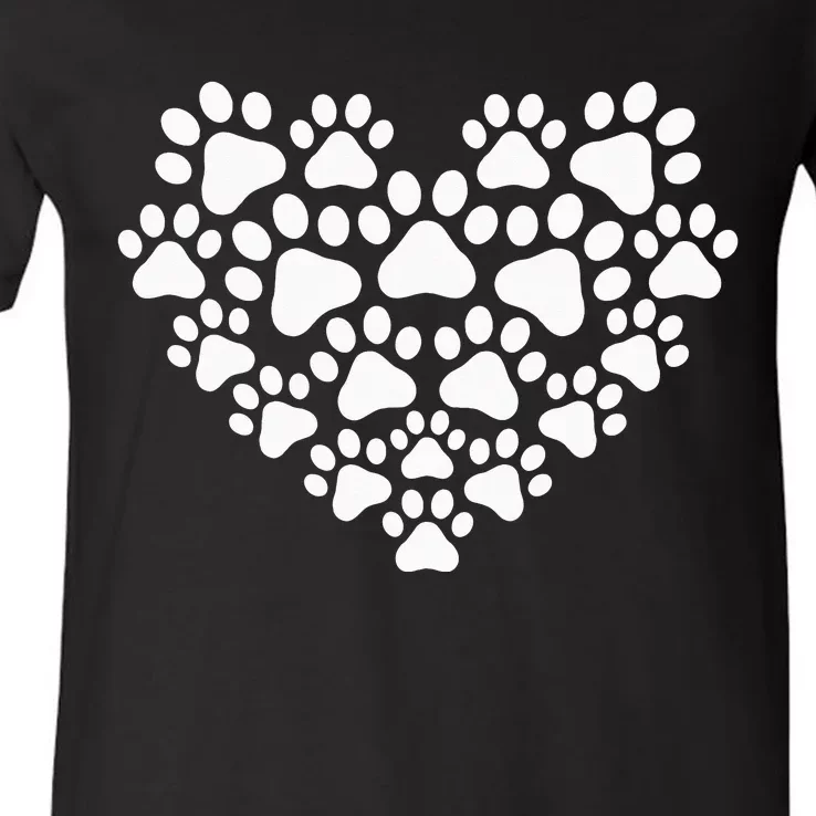 Heart Paw Print Dog & Cat funny Mother's Day V-Neck T-Shirt