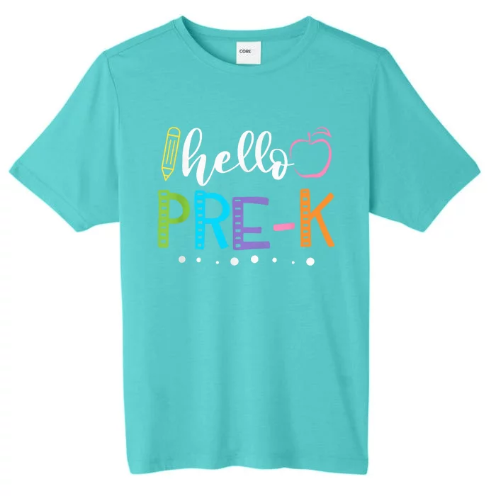 Hello Preschool Pre-K Back to School Teacher Kid ChromaSoft Performance T-Shirt