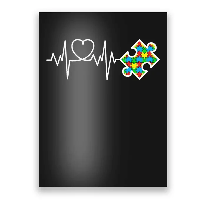 Heart Puzzle Piece Heartbeat Autism Awareness Poster