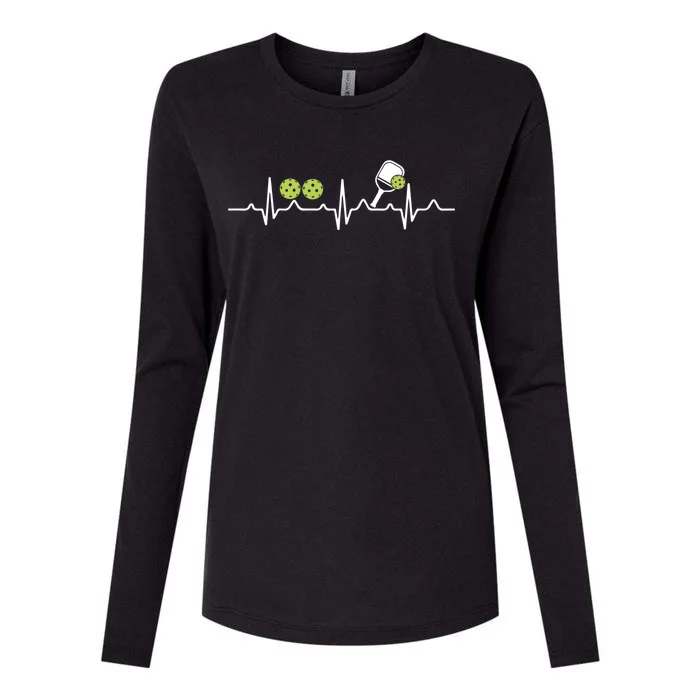 Heartbeat Pulse Pickleball Funny Gift Womens Cotton Relaxed Long Sleeve T-Shirt