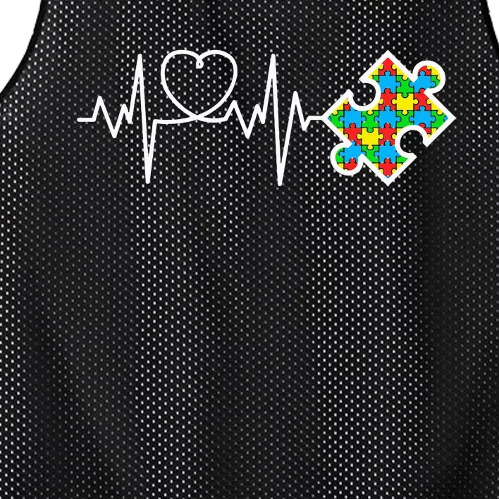 Heart Puzzle Piece Heartbeat Autism Awareness month Mesh Reversible Basketball Jersey Tank