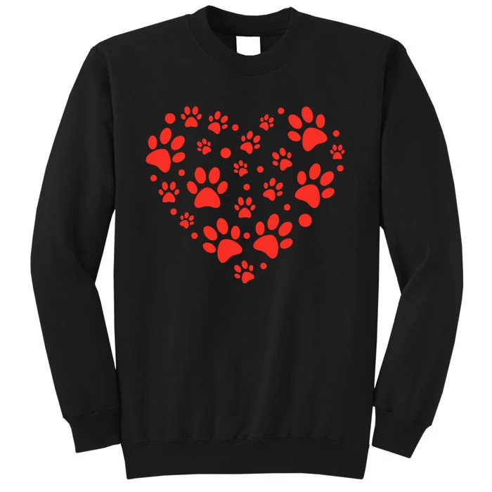 Heart Paw Print Valentines Cute Dog Love Doggie Puppy Lover Sweatshirt