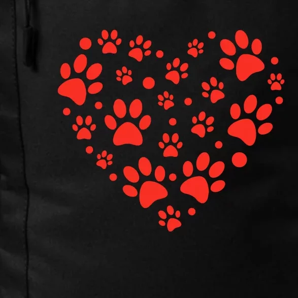 Heart Paw Print Valentines Cute Dog Love Doggie Puppy Lover Daily Commute Backpack