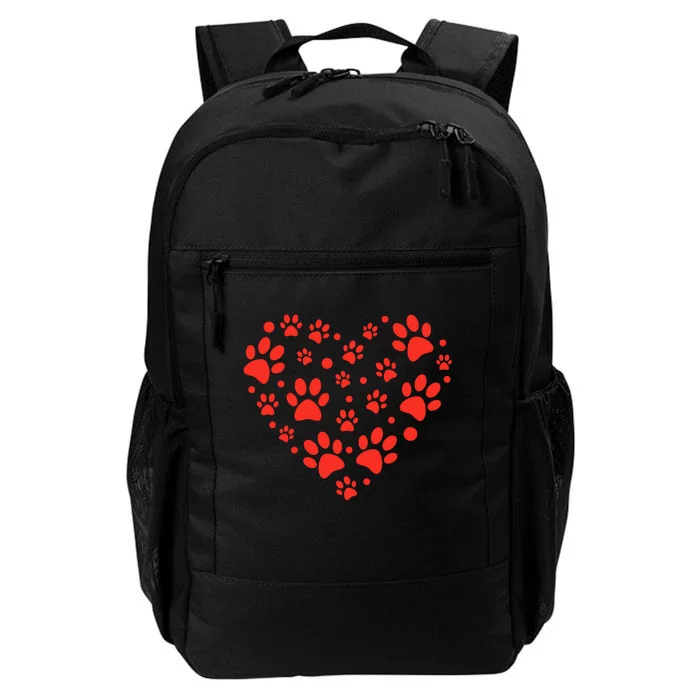 Heart Paw Print Valentines Cute Dog Love Doggie Puppy Lover Daily Commute Backpack