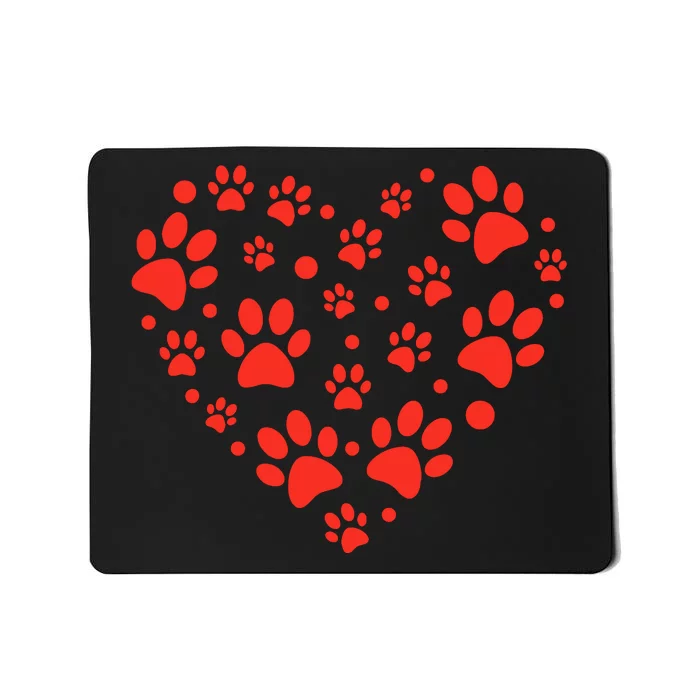 Heart Paw Print Valentines Cute Dog Love Doggie Puppy Lover Mousepad