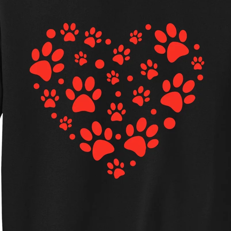 Heart Paw Print Valentines Cute Dog Love Doggie Puppy Lover Tall Sweatshirt