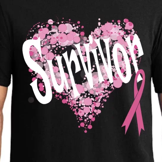 Heart Pink Ribbon Survivor Breast Cancer Funny Gift Pajama Set