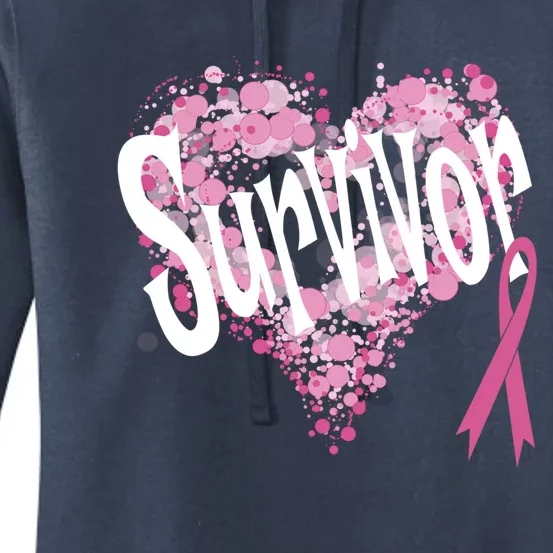 Heart Pink Ribbon Survivor Breast Cancer Funny Gift Women's Pullover Hoodie