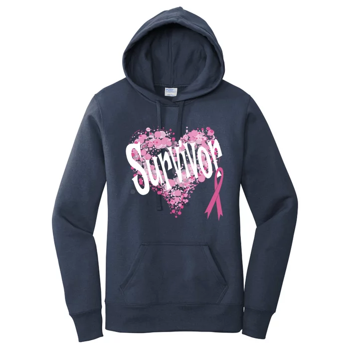 Heart Pink Ribbon Survivor Breast Cancer Funny Gift Women's Pullover Hoodie