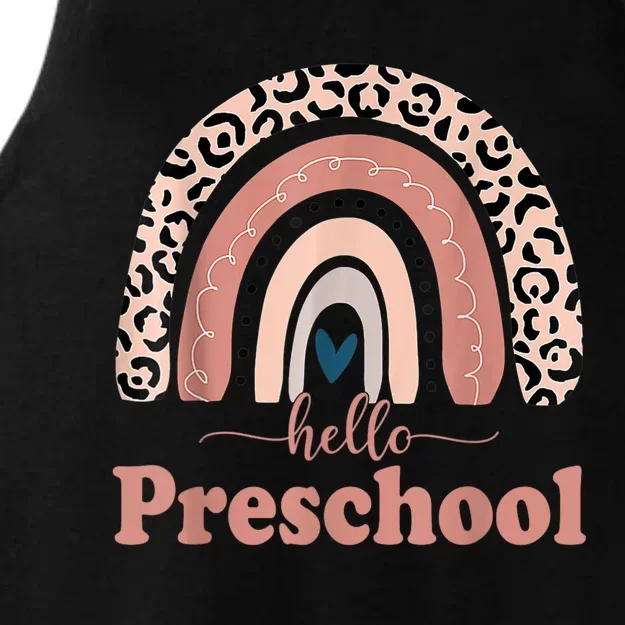 Hello Preschool Rainbow Teachers Kids Back To School Ladies Tri-Blend Wicking Tank