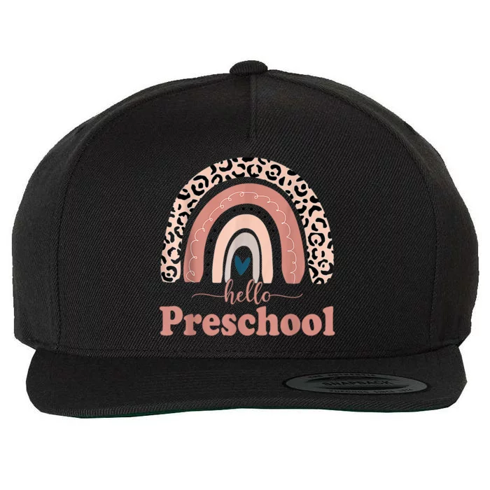 Hello Preschool Rainbow Teachers Kids Back To School Wool Snapback Cap