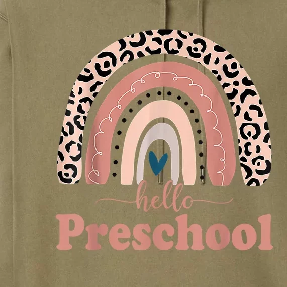 Hello Preschool Rainbow Teachers Kids Back To School Premium Hoodie