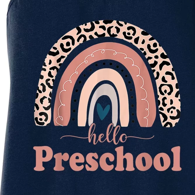 Hello Preschool Rainbow Teachers Kids Back To School Women's Racerback Tank