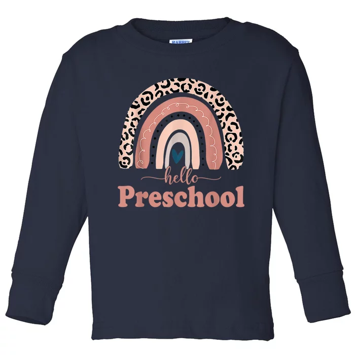 Hello Preschool Rainbow Teachers Kids Back To School Toddler Long Sleeve Shirt