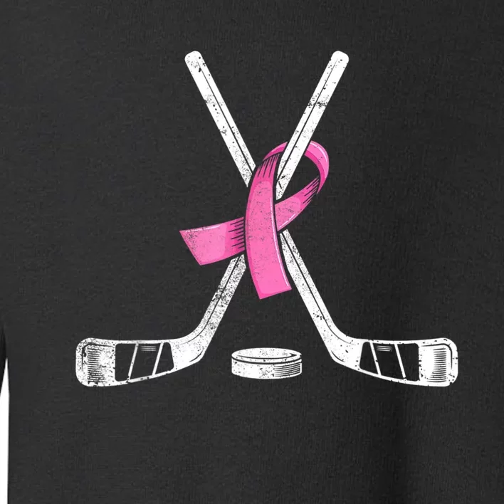 Hockey Pink Ribbon Breast Cancer Awareness Sport Lover Toddler Sweatshirt