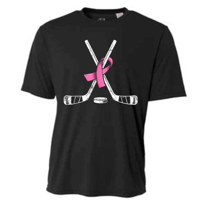 Hockey Pink Ribbon Breast Cancer Support for Sports Enthusiasts Cooling Performance Crew T-Shirt