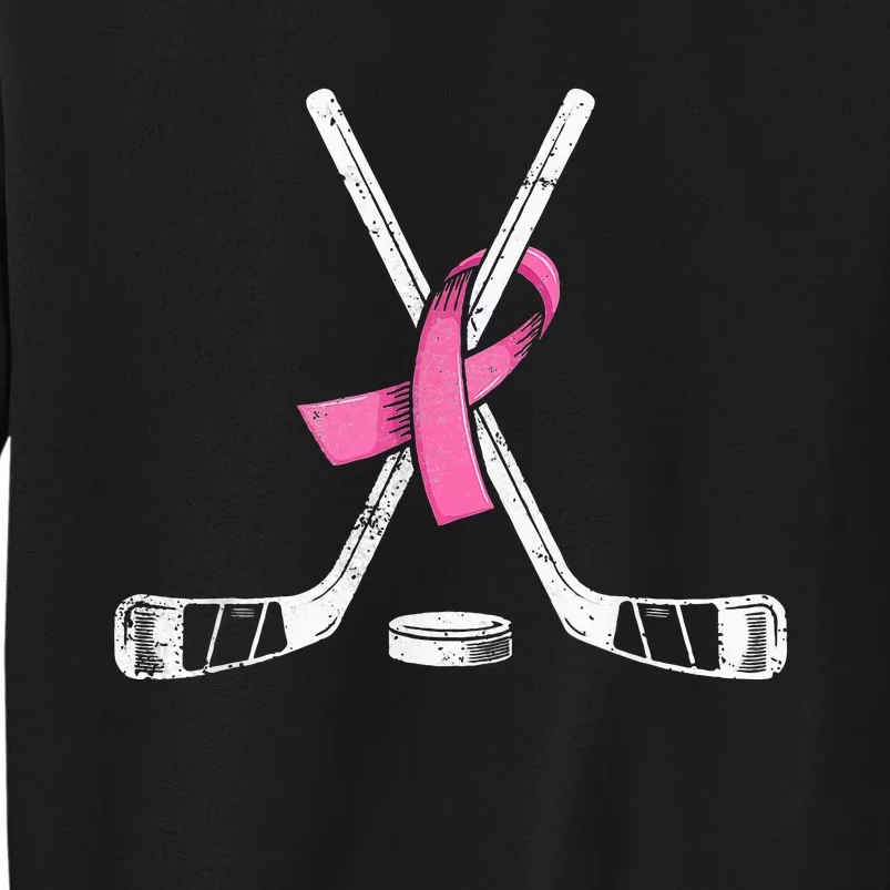 Hockey Pink Ribbon Breast Cancer Support for Sports Enthusiasts Tall Sweatshirt