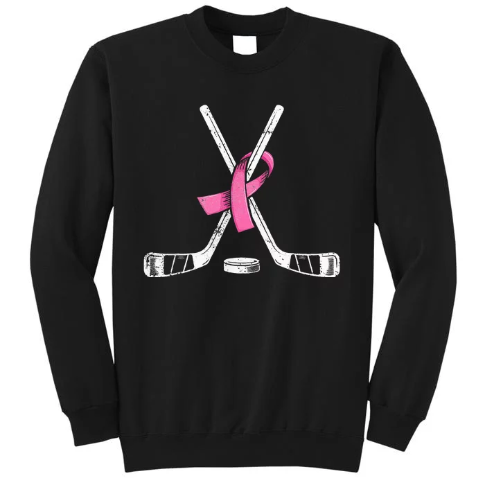 Hockey Pink Ribbon Breast Cancer Support for Sports Enthusiasts Tall Sweatshirt