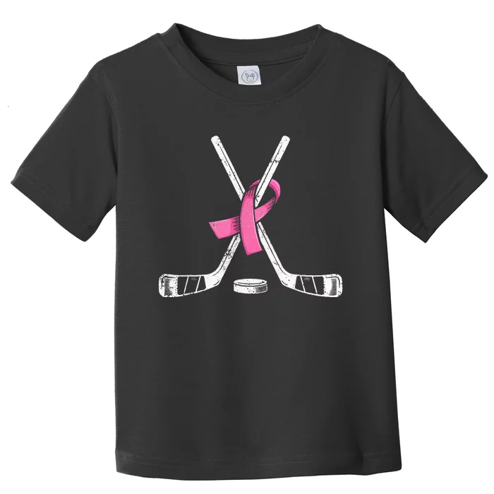 Hockey Pink Ribbon Breast Cancer Support for Sports Enthusiasts Toddler T-Shirt