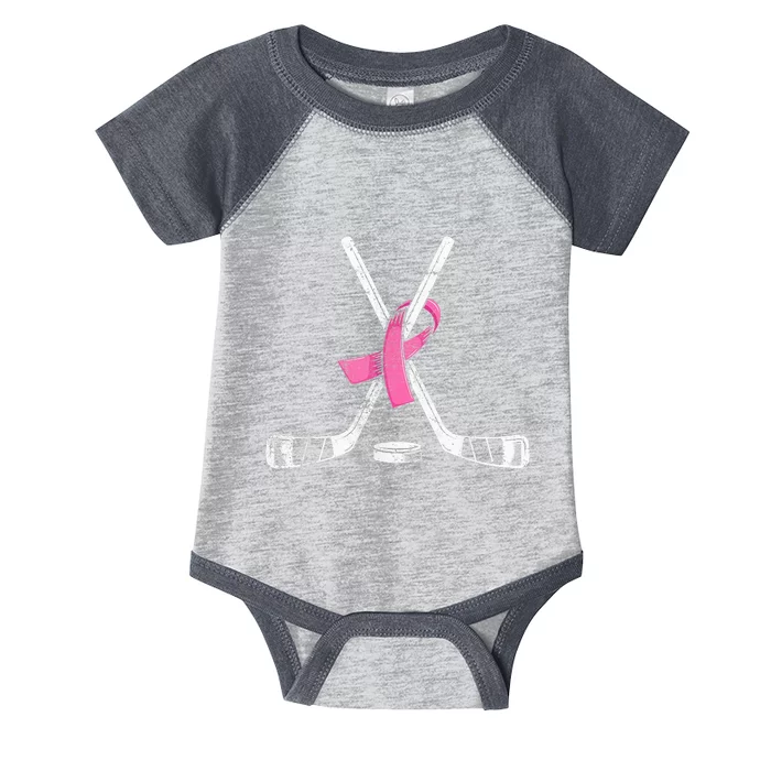 Hockey Pink Ribbon Breast Cancer Support for Sports Enthusiasts Infant Baby Jersey Bodysuit