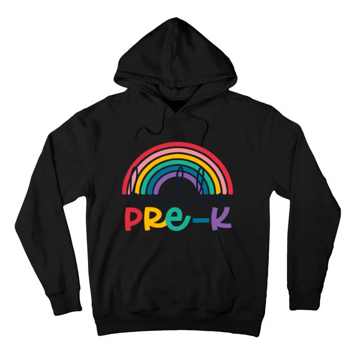 Hello Pre-K Rainbow Back To School Teacher Student Tall Hoodie