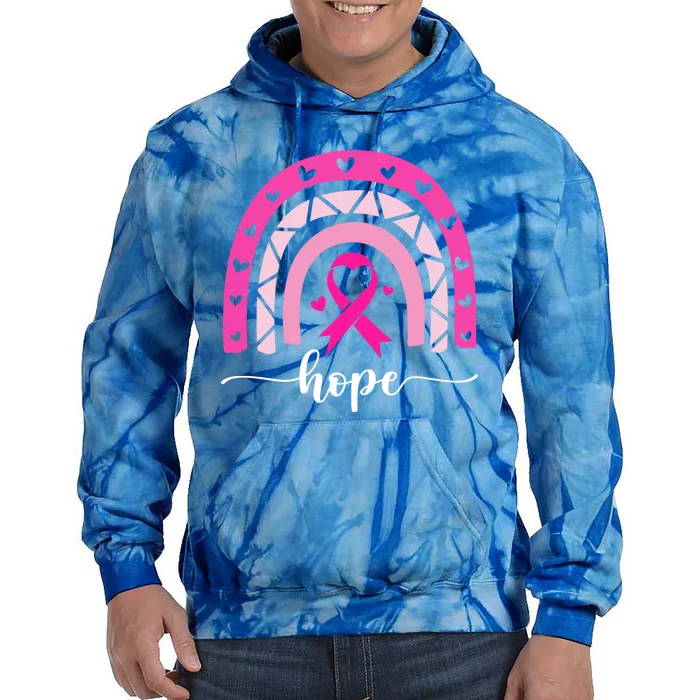 Hope Pink Ribbon Rainbow Breast Cancer Survivor Gift Tie Dye Hoodie