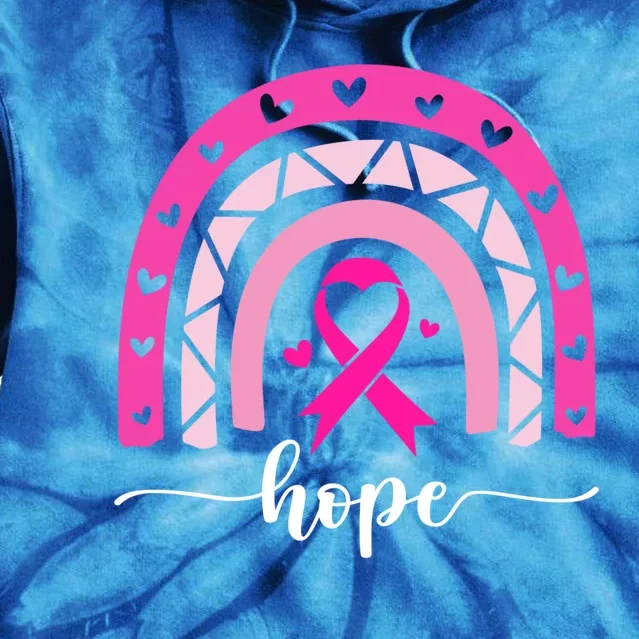 Hope Pink Ribbon Rainbow Breast Cancer Survivor Gift Tie Dye Hoodie