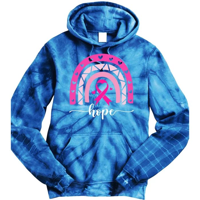 Hope Pink Ribbon Rainbow Breast Cancer Survivor Gift Tie Dye Hoodie