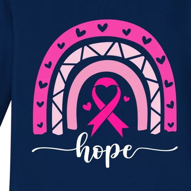 Hope Pink Ribbon Rainbow Breast Cancer Survivor Gift Baby Long Sleeve Bodysuit