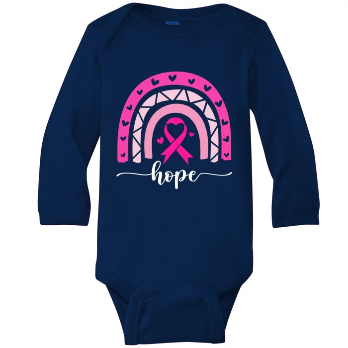 Hope Pink Ribbon Rainbow Breast Cancer Survivor Gift Baby Long Sleeve Bodysuit