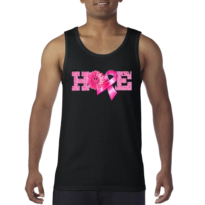 Hope Pin.K Ribbon Sunflower Breast Cancer Awareness Warrior Tank Top