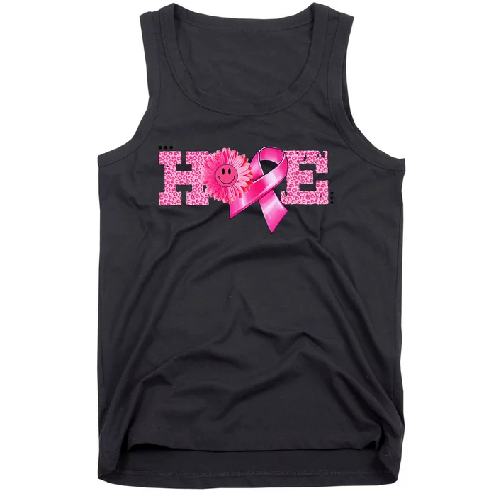 Hope Pin.K Ribbon Sunflower Breast Cancer Awareness Warrior Tank Top