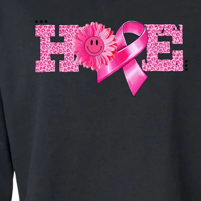 Hope Pin.K Ribbon Sunflower Breast Cancer Awareness Warrior Cropped Pullover Crew