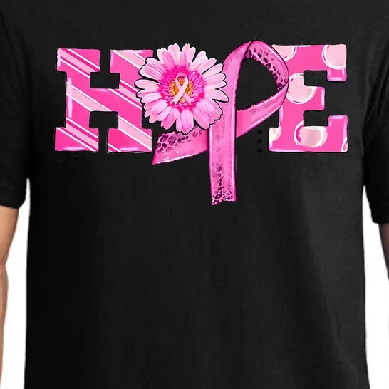 Hope Pink Ribbon Sunflower Breast Cancer Awareness Warrior Pajama Set