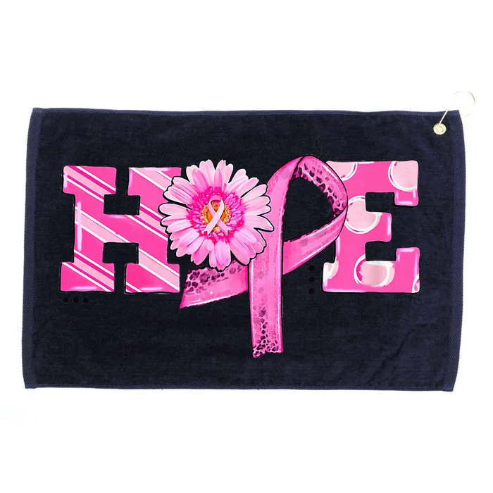 Hope Pink Ribbon Sunflower Breast Cancer Awareness Warrior Grommeted Golf Towel