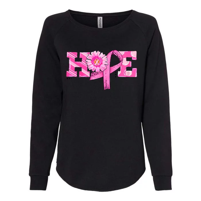 Hope Pink Ribbon Sunflower Breast Cancer Awareness Warrior Womens California Wash Sweatshirt