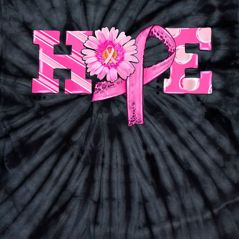 Hope Pink Ribbon Sunflower Breast Cancer Awareness Warrior Tie-Dye T-Shirt