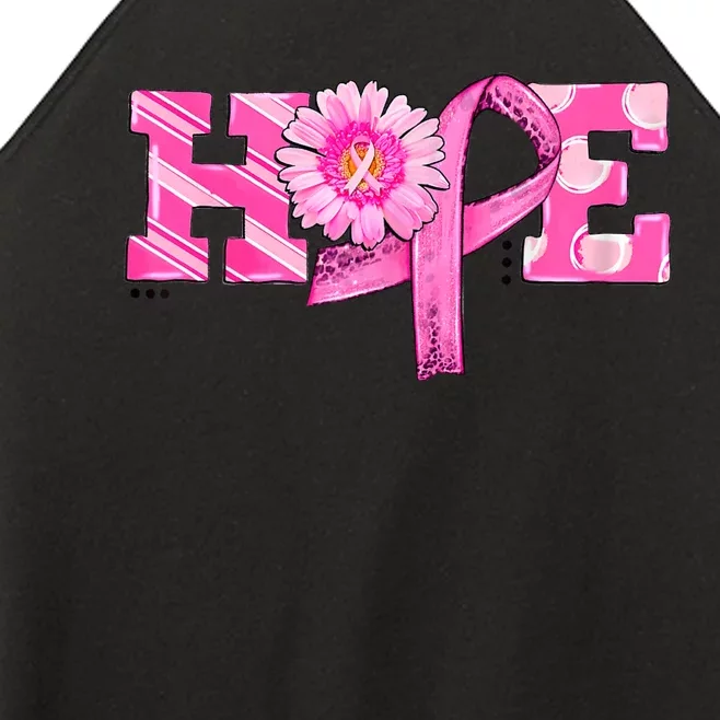 Hope Pink Ribbon Sunflower Breast Cancer Awareness Warrior Women’s Perfect Tri Rocker Tank