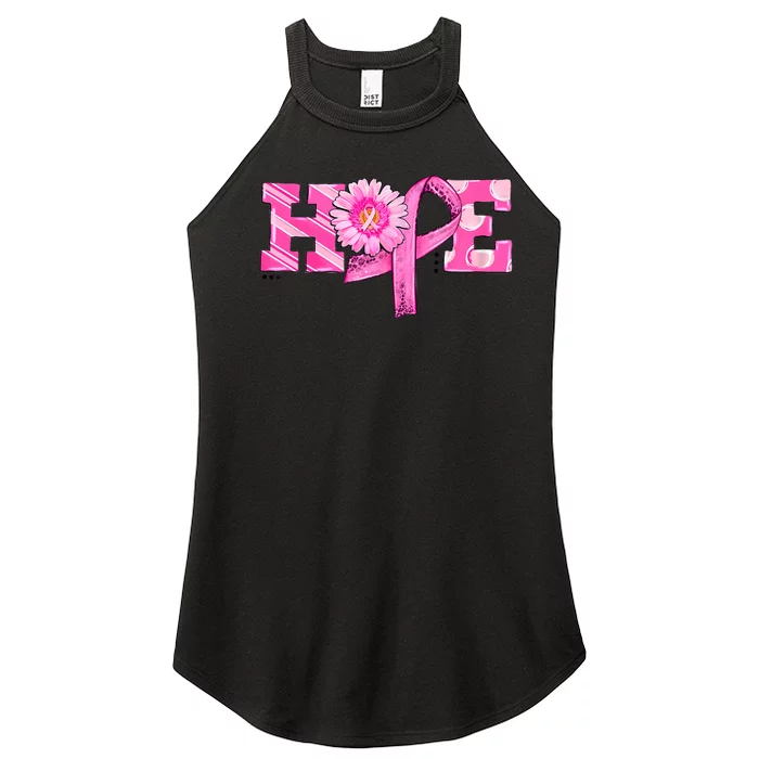 Hope Pink Ribbon Sunflower Breast Cancer Awareness Warrior Women’s Perfect Tri Rocker Tank