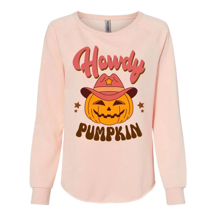 Howdy Pumpkin Retro Cute Halloween Womens California Wash Sweatshirt