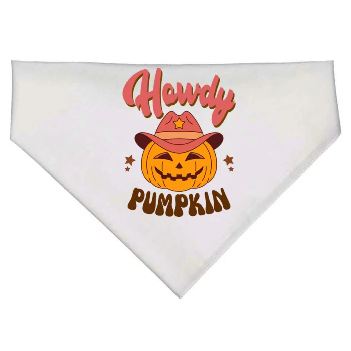 Howdy Pumpkin Retro Cute Halloween USA-Made Doggie Bandana